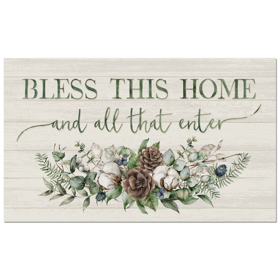 CounterArt "All Who Enter-Winter" Indoor/Outdoor Entryway Mat 29.5" by 17.75"