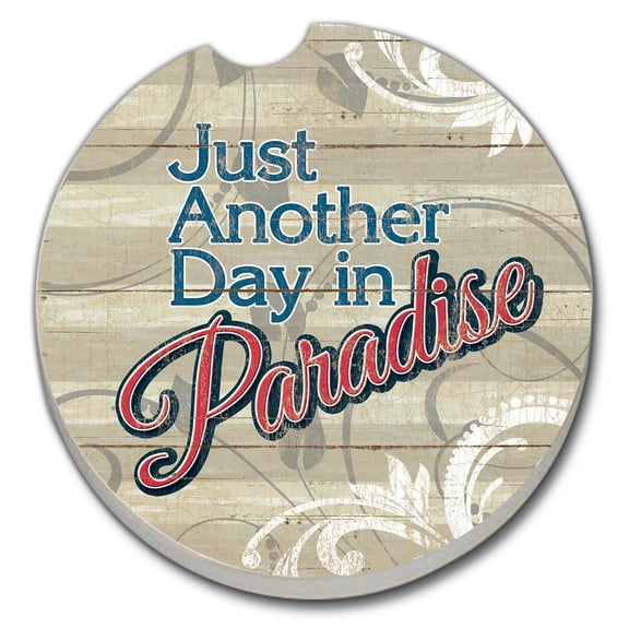 CounterArt "Another Day In Paradise" 1 Pack Absorbent Stone Coaster for Vehicle Cup Holder 2.6 Diameter