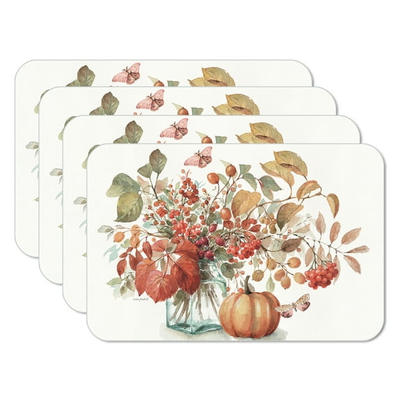 CounterArt "Autumn in Nature" 4-Pack Reversible Flexible Plastic Tabletop Placemats