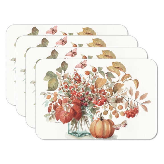 CounterArt Autumn in Nature Reversible Easy Care Plastic Tabletop Placemat 4-Pack
