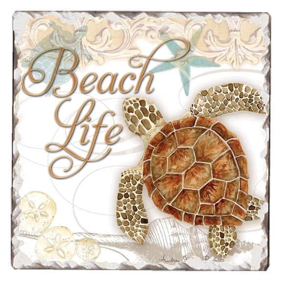 Thirstystone Beach Life Turtle Single Tumbled Tile Coaster Create Your Own Set