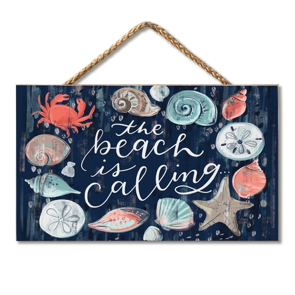 CounterArt Beach is Calling Decorative Hanging Wood Wall Sign
