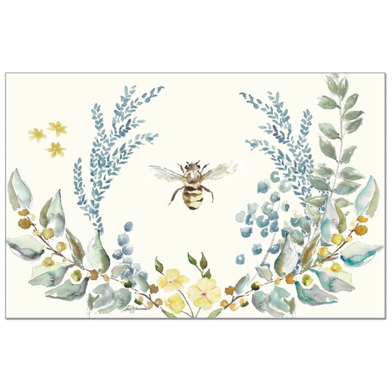 CounterArt "Bee Crest" 24-Sheet Reusable Premium Paper Placemats
