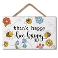 thumbnail image 1 of CounterArt "Bee Happy" Hanging Wood Wall Sign 9.5" by 5.75", 1 of 7