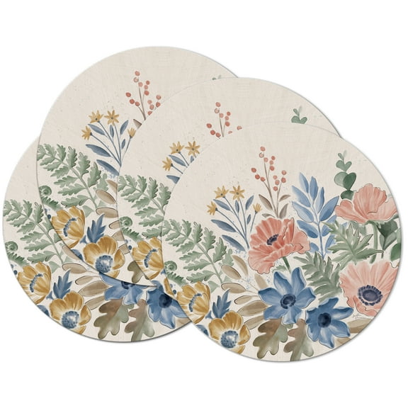 CounterArt "Blended Botanicals" 4-Pack Round Reversible Tabletop Placemats