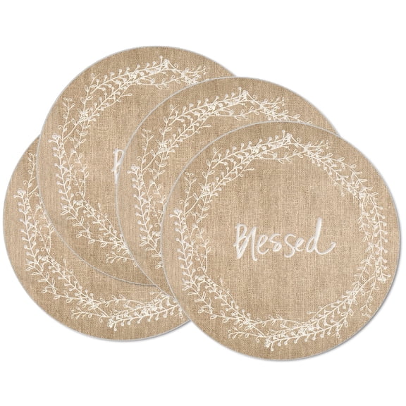 CounterArt Blessed 4-Pack Round Reversible Tabletop Placemats