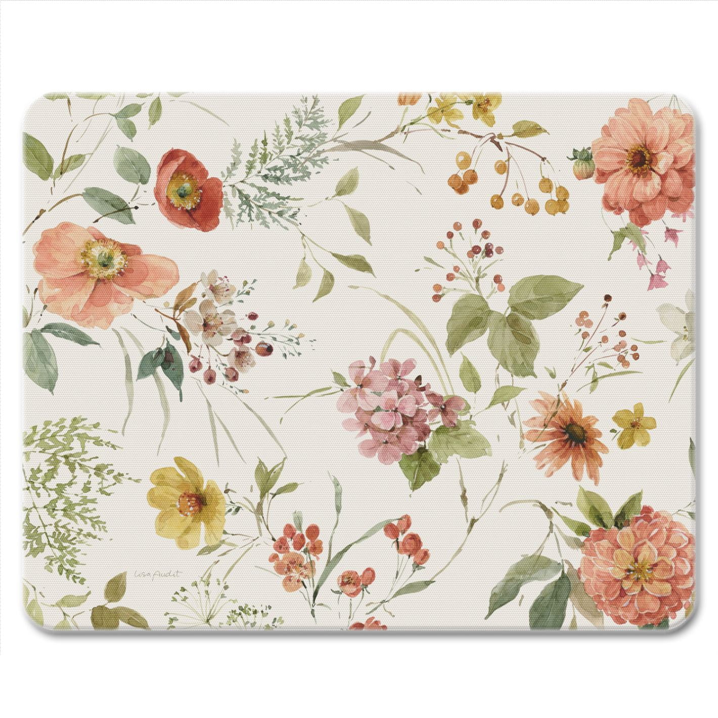 Floral Tempered Glass Rectangular Cutting Board 10" x 8"