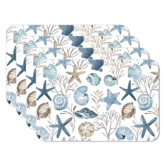 CounterArt "Blue Escape" 4-Pack Reversible Flexible Plastic Tabletop Place Mats
