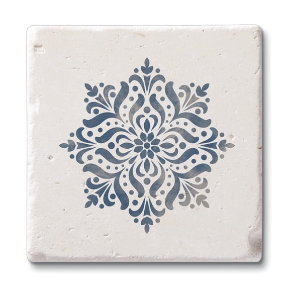 CounterArt Blue Medallion Natural Absorbent Shell Stone Coaster 4-Pack