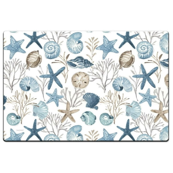 CounterArt "Blue Shells" Decorative Artistic 30 x 20 Vinyl Comfort Floor Mat
