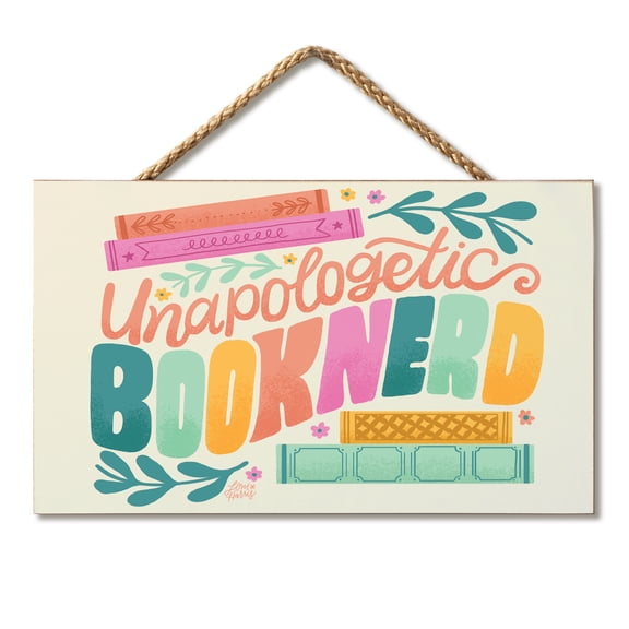 CounterArt Book Nerd Funny Hanging Wood Wall Sign