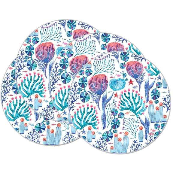 CounterArt Bright Lagoon Easy Care Flexible Plastic Table Place Mat, 4 Pack