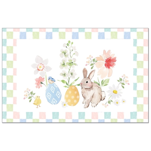 CounterArt "Bunny Checkerboard" 24-Sheet Reusable Premium Paper Placemats