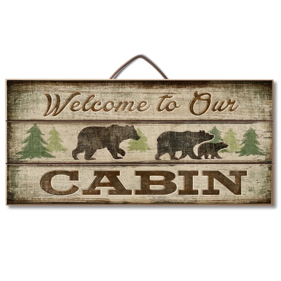 Highland Home Cabin Welcome Slatted Pallet Wood Sign 12" by 6"