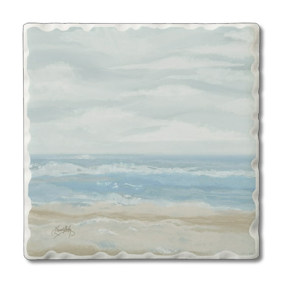 CounterArt "Calm Sea" 1 Pack Absorbent Stone Tumbled Tile Coaster 4" by 4"
