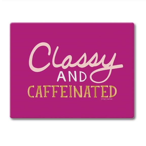 CounterArt Classy & Caffeinated Tempered Glass Cutting Board 10" by 8"