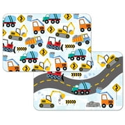 CounterArt "Construction Trucks" 4 Pack Children's Reversible Flexible Plastic Tabletop Placemat
