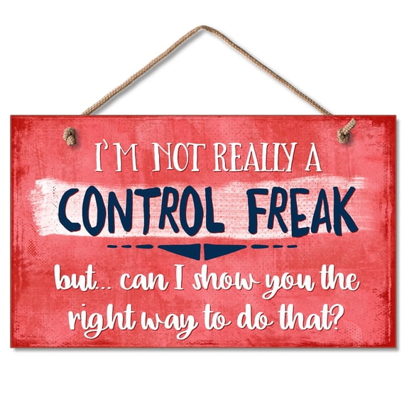 CounterArt "Control Freak" Humorous Hanging Wood Wall Sign 9.5” by 5.75”