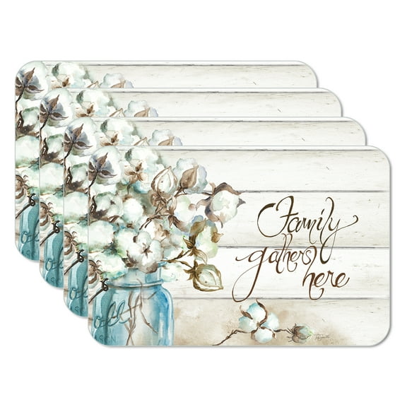 CounterArt "Family Gathers" 4 Pack Reversible Flexible Plastic Tabletop Placemats