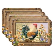 CounterArt "Country Rooster" 4-Pack Reversible Flexible Plastic Tabletop Placemats