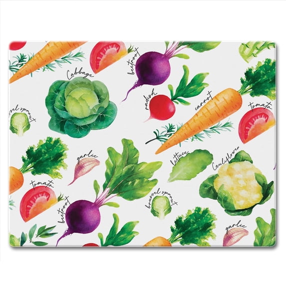 CounterArt Delicious Veggies 3mm Tempered Glass Cutting Board 10" by 8"