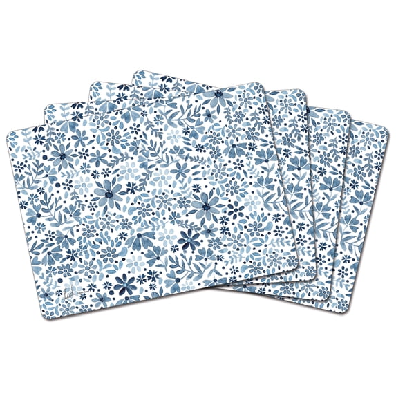 CounterArt Ditsy Floral Premium Boxed Set of Decorative Hardboard Placemats