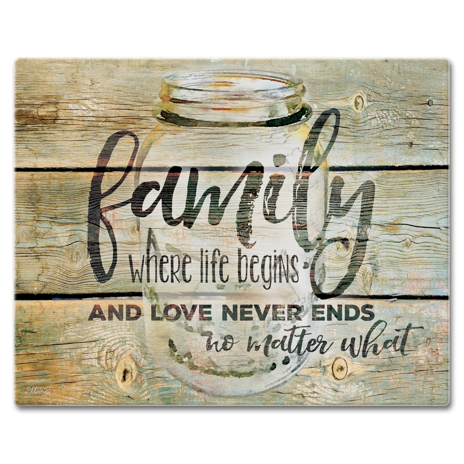 CounterArt "Family Time" 3mm Heat Tolerant Glass Cutting Board 15" x 12"