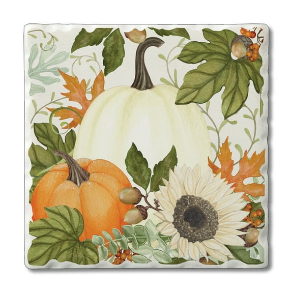 CounterArt "Farm Pumpkins" Single Absorbent Stone Tumbled Tile Coaster 1 Pack