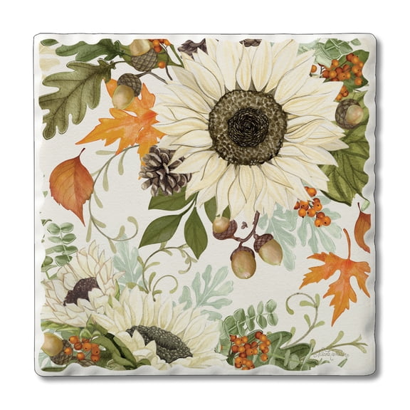 Thirstystone Farmhouse Sunflowers Single Tumbled Tile Coaster Create Your Own Set