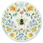 CounterArt Floral Bee 4mm Tempered Glass Lazy Susan Turntable