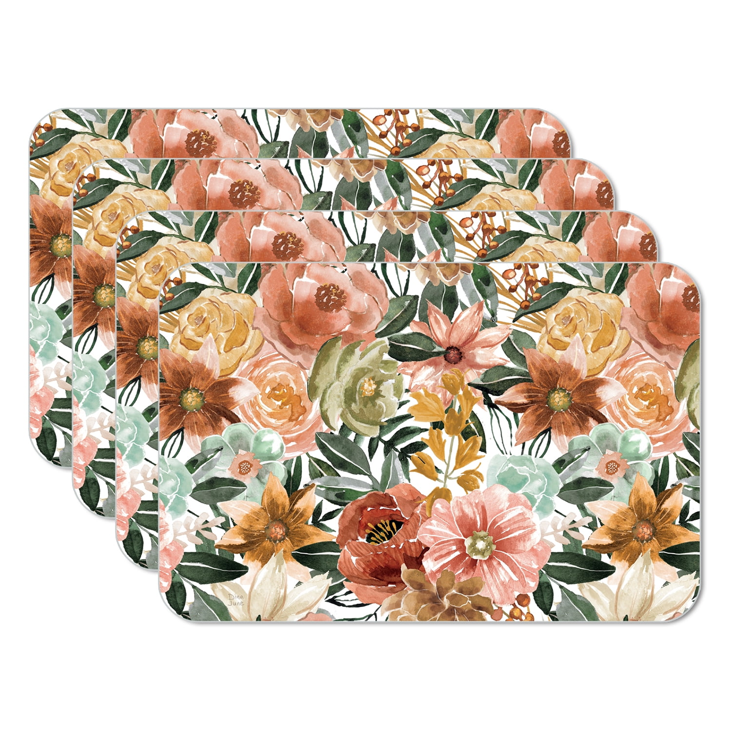 Floral and Geometric Reversible Plastic Table Placemats