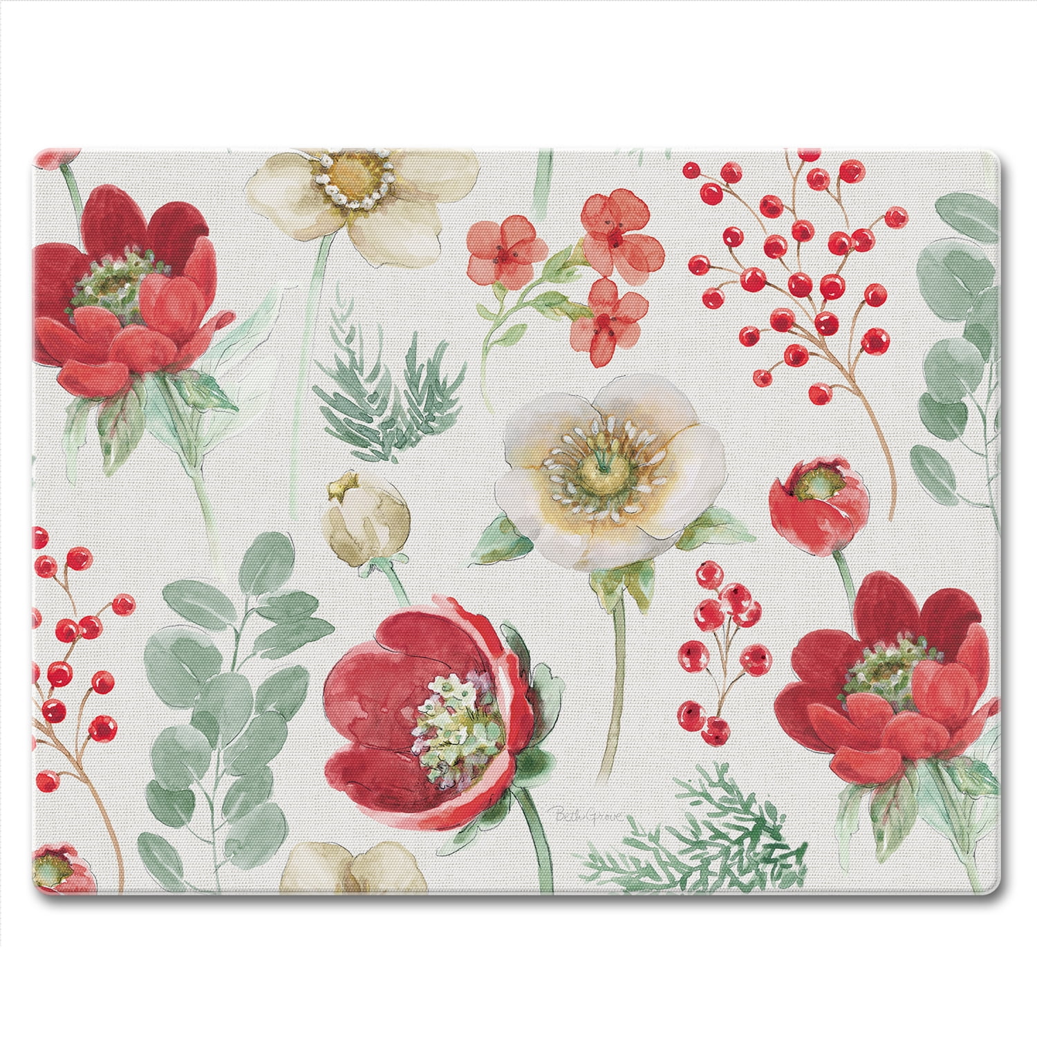 Floral Traditions Rectangular Glass Cutting Board 10" x 8"
