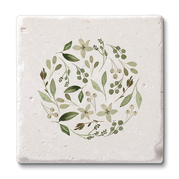 CounterArt Floral Tumble Natural Absorbent Shell Stone Coaster 4-Pack