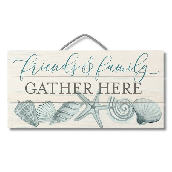 CounterArt "Friends & Family Gather Here" Beach Slatted Pallet Wood Sign 12" by 6"