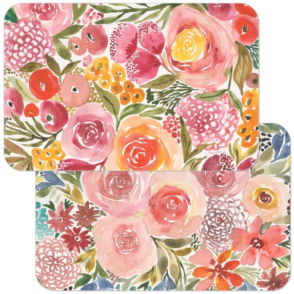 CounterArt "Full Bloom" 4-Pack Reversible Flexible Plastic Tabletop Placemats