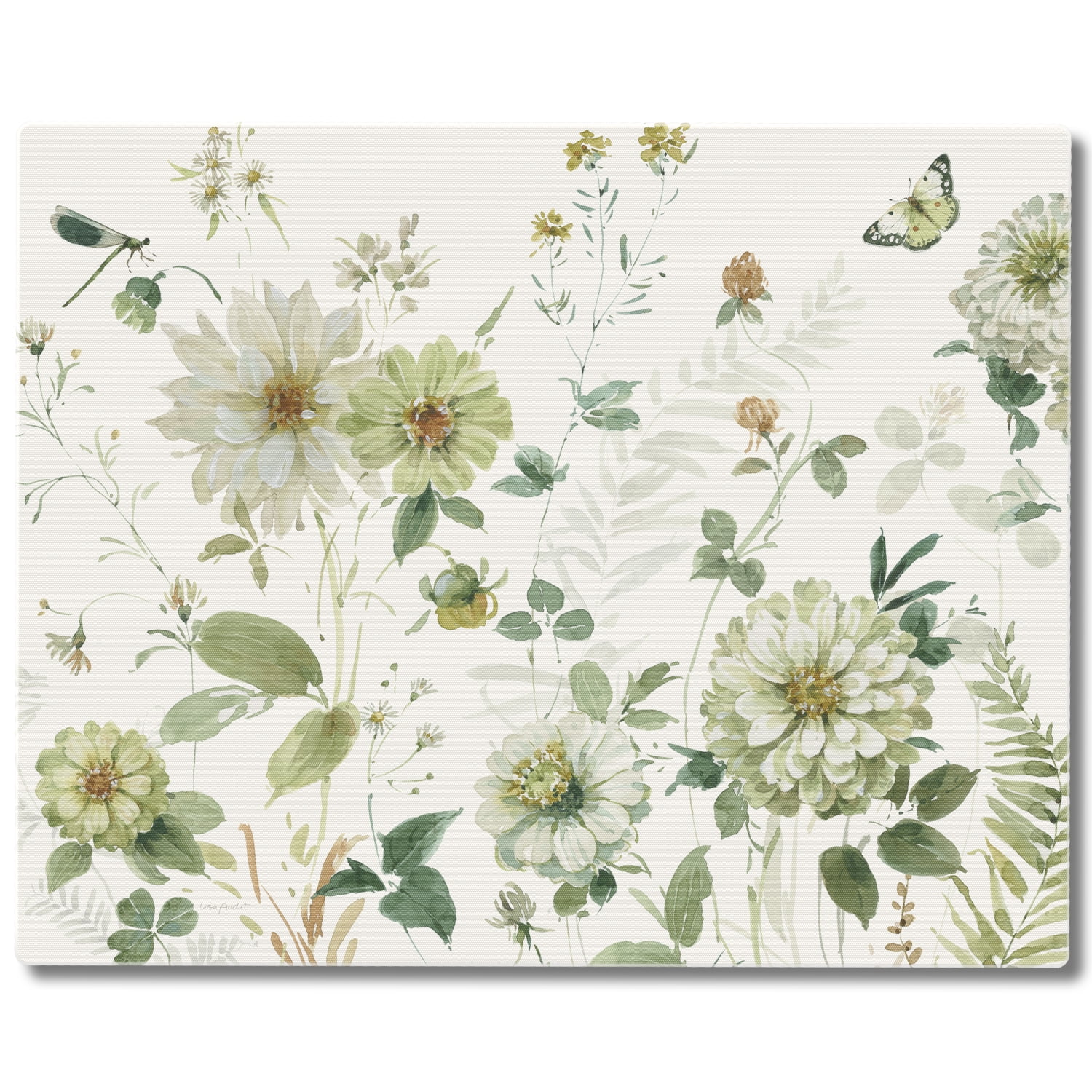 Green Fields Tempered Glass Rectangular Cutting Board