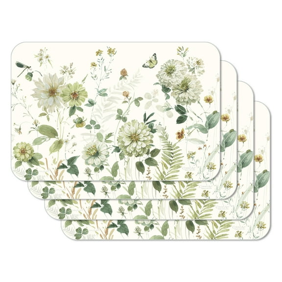 CounterArt "Green Fields" 4 Pack Reversible Flexible Plastic Tabletop Placemats