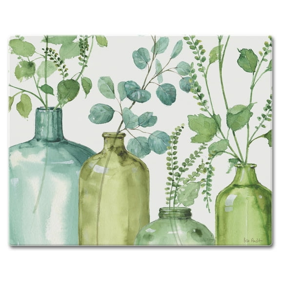 CounterArt "Greenery" 3mm Heat Tolerant Glass Cutting Board 15" by 12"