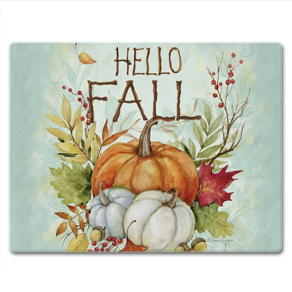 CounterArt "Harvest Blessings" 3mm Glass Cutting Board 10" by 8"