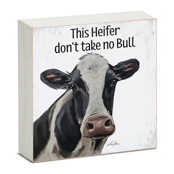 CounterArt "Heifer" Humorous Freestanding Wood Block Sign