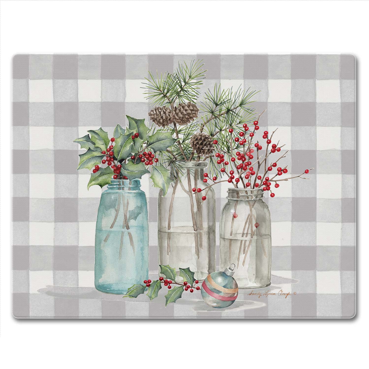 Holiday Treats Rectangular Tempered Glass Cutting Board 10" x 8"