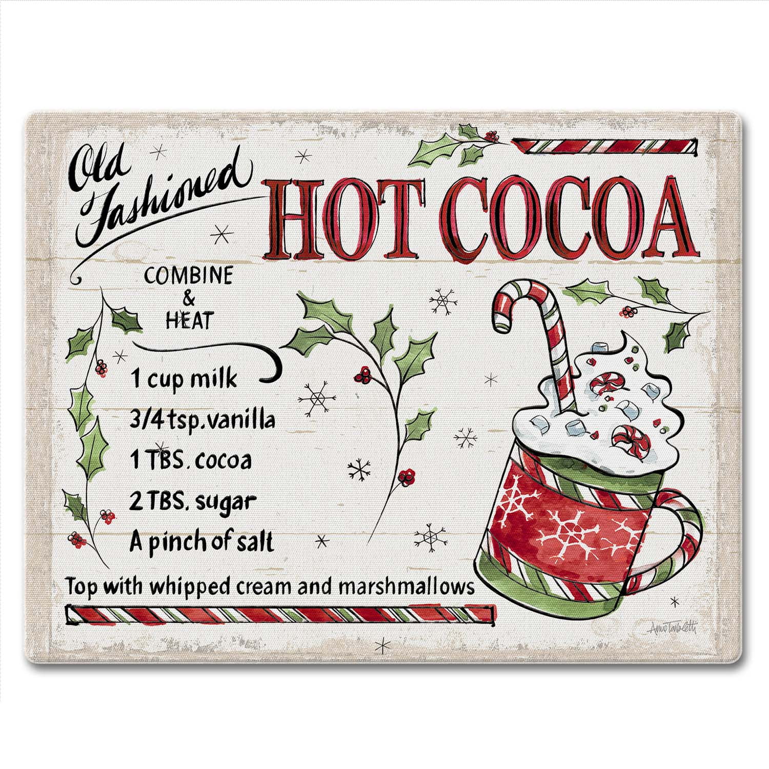 Holiday Treats Rectangular Tempered Glass Cutting Board 10" x 8"