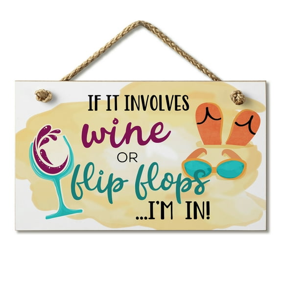 CounterArt "If It Involves Wine" Hanging Wood Wall Sign 9.5 x 5.75