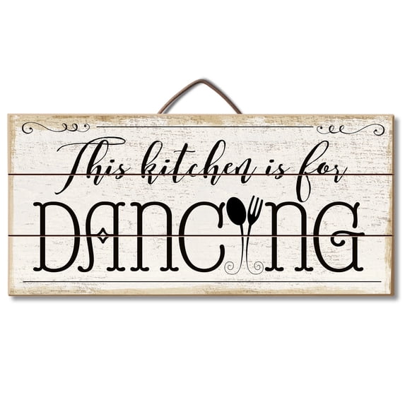 CounterArt "Kitchen is For Dancing" Decorative Slatted Pallet Wood Sign 12" by 6"