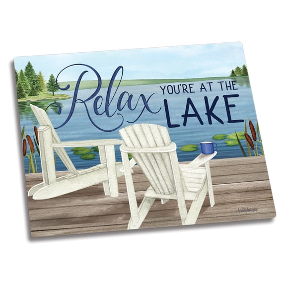 CounterArt Lake Life Relax Glass Cutting Board 10" by 8"