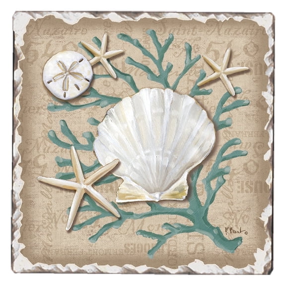 Thirstystone Linen Shells Single Tumbled Tile Coaster Create Your Own Set