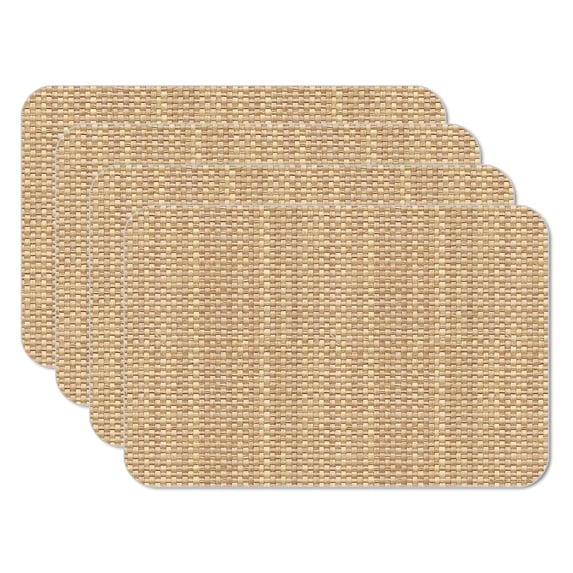 CounterArt "Natural/Brown' 4-Pack Faux Basket Weave Reversible Placemats