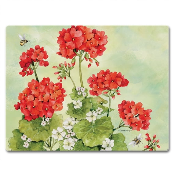 CounterArt Nature's Grace Red Floral 3mm Glass Cutting Board 10" by 8"