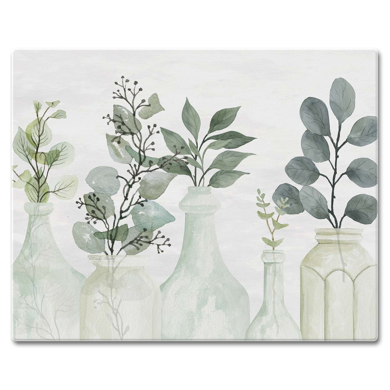 CounterArt Nature's Greenery 3mm Tempered Glass Cutting Board 15" by 12"