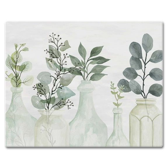 CounterArt "Nature's Greenery" 3mm Heat Tolerant Glass Cutting Board 15" by 12"